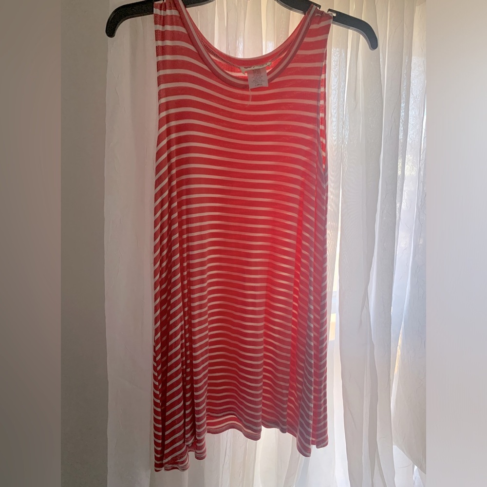 POOF! Girls Pink & White Striped Dress LARGE